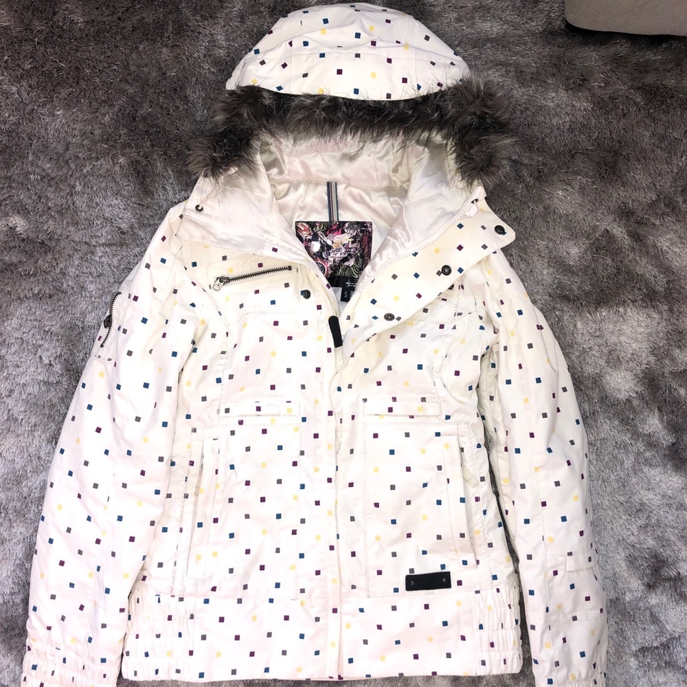 Burton Ivory Dry Ride Faux Fur Snow Jacket Size S